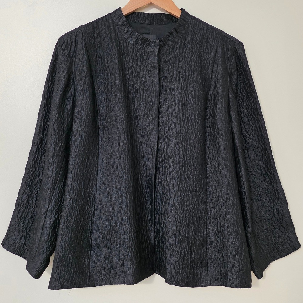 Eileen Fisher Textured Silk Jacket Sz XL Lightweight Minimalist Luxury Lagenlook